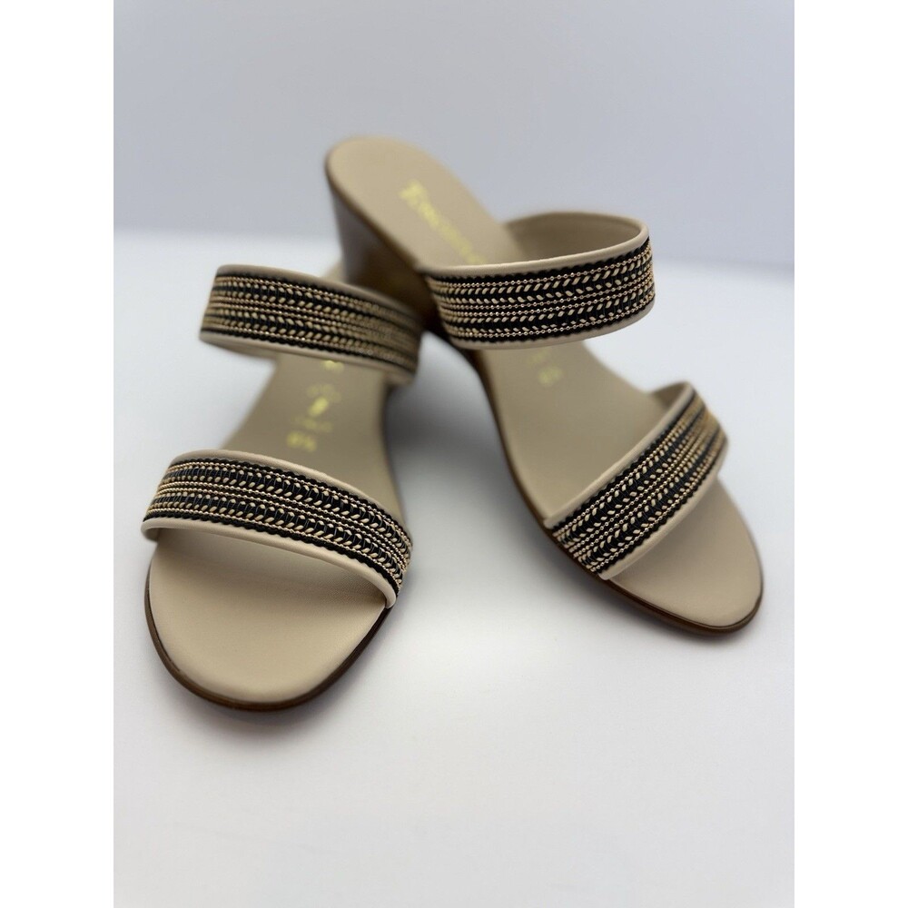Toscanella Mimma Sandals Womens 6.5 Double Band Slip On Wedge Made in Italy